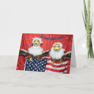 Golden Retriever Eagles houdt de Amerikaanse vlag  Kaart