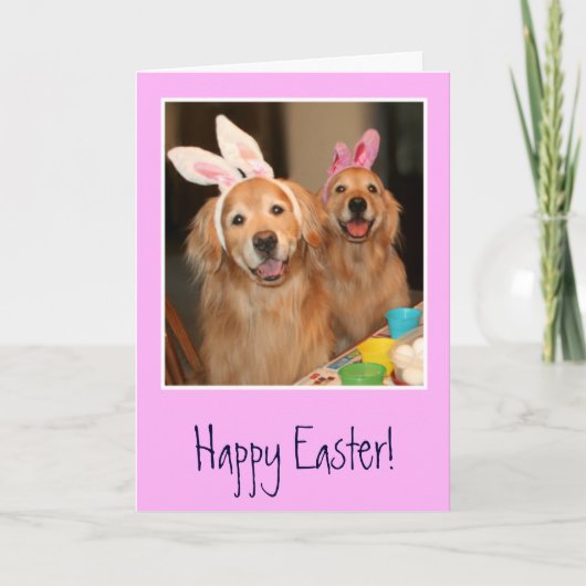 Golden Retriever Easter Bunny Feestdagen Kaart (Voorkant)