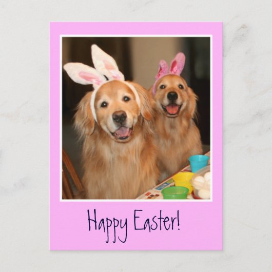 Golden Retriever Easter Bunny Feestdagenkaart (Voorkant)