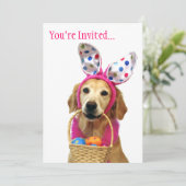 Golden Retriever Easter Bunny Kaart (Staand voorkant)