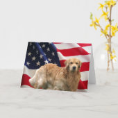 Golden Retriever Eddie American Flag Card Kaart (Gele Bloem)