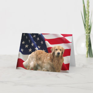 Golden Retriever Eddie American Flag Card Kaart