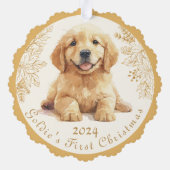 Golden Retriever Eerste Kerstdag Ornament Kaart (Achterkant)