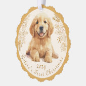 Golden Retriever Eerste Kerstdag Ornament Kaart (Links)