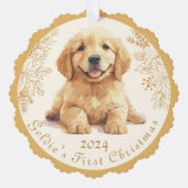 Golden Retriever Eerste Kerstdag Ornament Kaart (Voorkant)