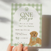 Golden Retriever eerste verjaardagsfeestje groen Kaart