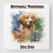 Golden Retriever eert dag van de raszuivere hond Vierkante Klok (Voorkant)