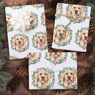 Golden Retriever Elegant Dog Kerstmis  Inpakpapier Vel