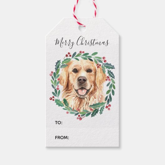 Golden Retriever Elegant Dog Merry kerst Cadeaulabel (Voorkant)