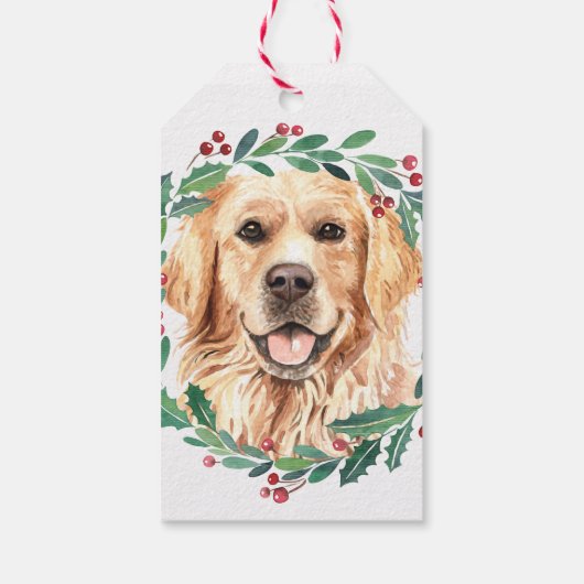 Golden Retriever Elegant Dog Merry kerst Cadeaulabel (Achterkant)