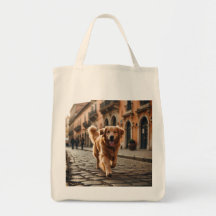 Golden Retriever Elegant Grocery Canvas tas