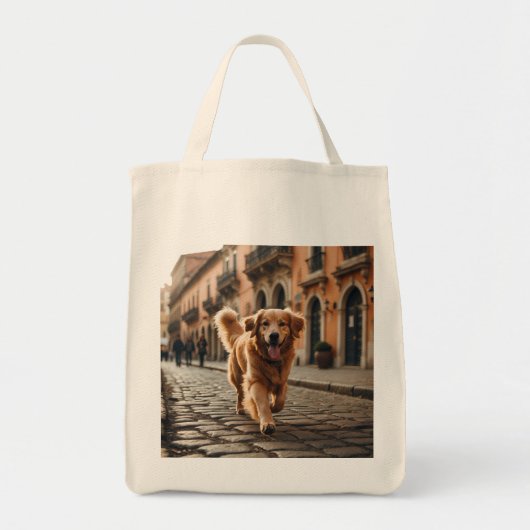 Golden Retriever Elegant Grocery Canvas tas (Voorkant)