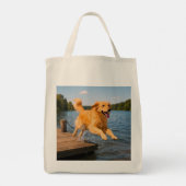 Golden Retriever Elegant Grocery Canvas tas (Achterkant)