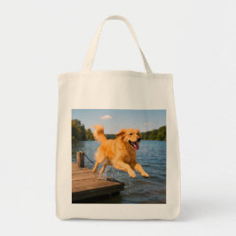 Golden Retriever Elegant Grocery Canvas tas