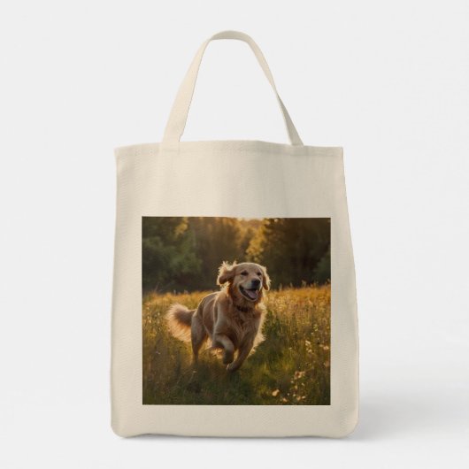 Golden Retriever Elegant Grocery Tote Bag (Achterkant)