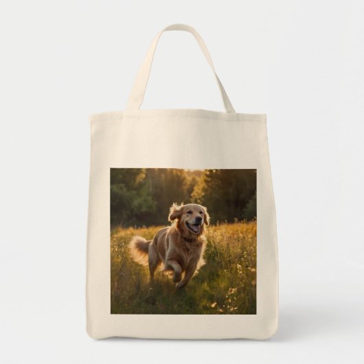 Golden Retriever Elegant Grocery Tote Bag (Voorkant)
