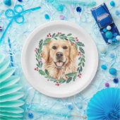 Golden Retriever Elegant Hondenkerstvakantie Papieren Bordje (Feest)