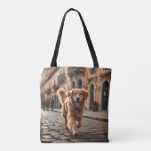 Golden Retriever Elegant Schouder Canvas tas (Achterkant)