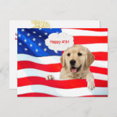 Golden Retriever en Amerikaanse vlag dank u Briefkaart (Voorkant / Achterkant)