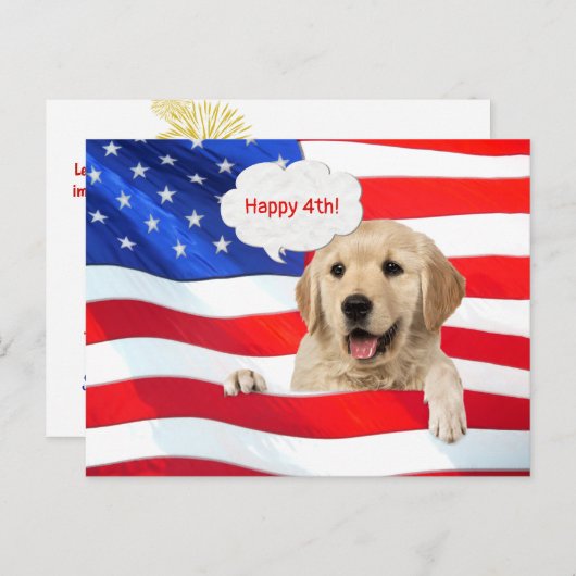 Golden Retriever en Amerikaanse vlag dank u Briefkaart (Voorkant / Achterkant)
