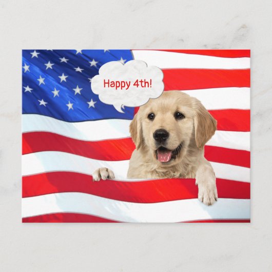 Golden Retriever en Amerikaanse vlag dank u Briefkaart (Voorkant)