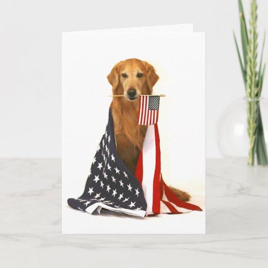 Golden retriever en Amerikaanse Vlag Kaart (Voorkant)