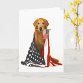 Golden retriever en Amerikaanse Vlag Kaart (Gele Bloem)
