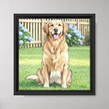 Golden Retriever en Blauwe Hortensia's