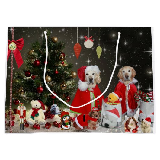 Golden Retriever en Dachshund in de kerstboom Groot Cadeauzakje (Voorkant)