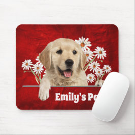 Golden Retriever en Daisies op leder Muismat