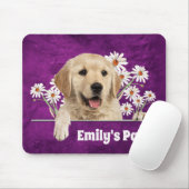 Golden Retriever en Daisies op leder Muismat (Met muis)
