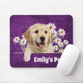Golden Retriever en Daisies op leder Muismat