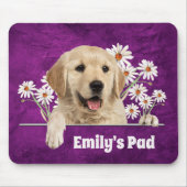 Golden Retriever en Daisies op leder Muismat (Voorkant)