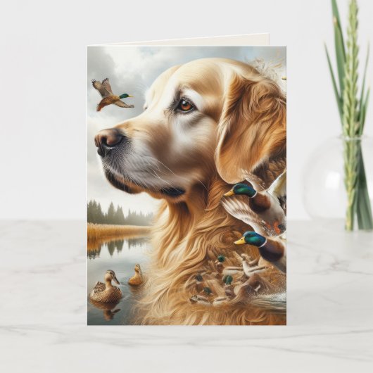 Golden Retriever en Eenden Vaderdag Kaart (Voorkant)