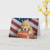 Golden Retriever en Football Verjaardag Kaart (Gele Bloem)