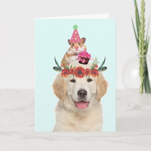 Golden Retriever en Friend Cute Birthday Kaart (Voorkant)