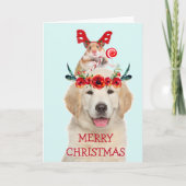 Golden Retriever en Friend Kerstmis Feestdagen Kaart (Voorkant)