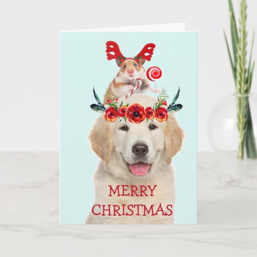 Golden Retriever en Friend Kerstmis Feestdagen Kaart (Voorkant)