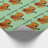 Golden Retriever en Guitar Birthday Giftwrap Cadeaupapier (Hoek)
