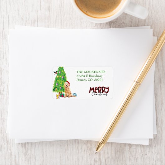 Golden Retriever en het Adres van de Terugkeer van Etiket (Insitu)