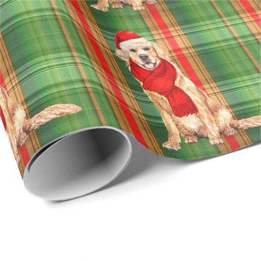 Golden Retriever en Holiday Pset met kerstval Cadeaupapier (Rol Hoek)