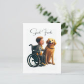 Golden Retriever en jongen Briefkaart (Staand voorkant)