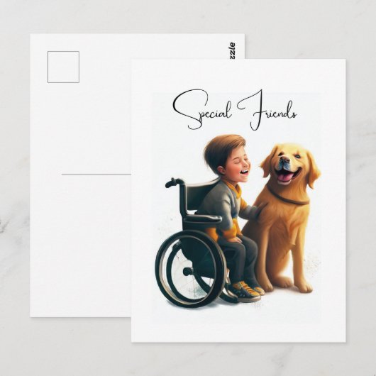 Golden Retriever en jongen Briefkaart (Voorkant / Achterkant)