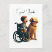 Golden Retriever en jongen Briefkaart (Voorkant)