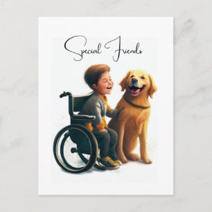 Golden Retriever en jongen Briefkaart