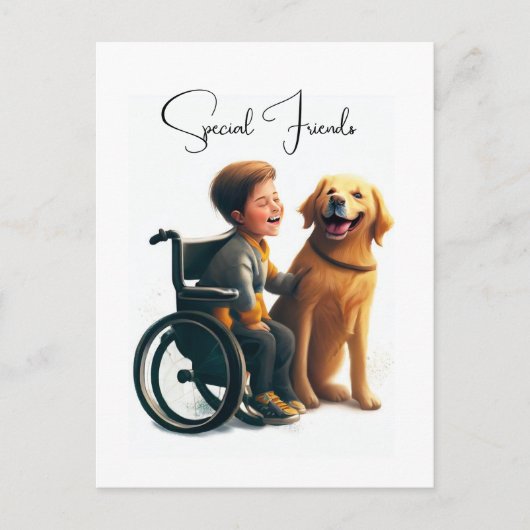 Golden Retriever en jongen Briefkaart (Voorkant)