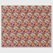 Golden Retriever en kitten in roze hoodie Cadeaupapier (Vlak)