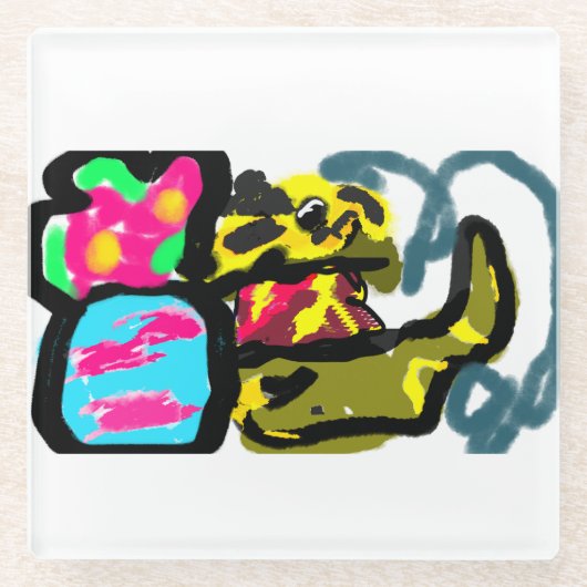 Golden Retriever en lente Glazen Onderzetter (Voorkant)