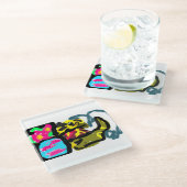 Golden Retriever en lente Glazen Onderzetter (Schuin)