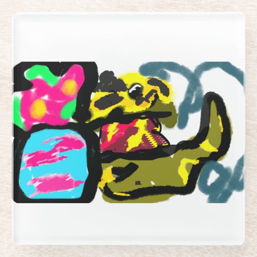 Golden Retriever en lente Glazen Onderzetter (Voorkant)